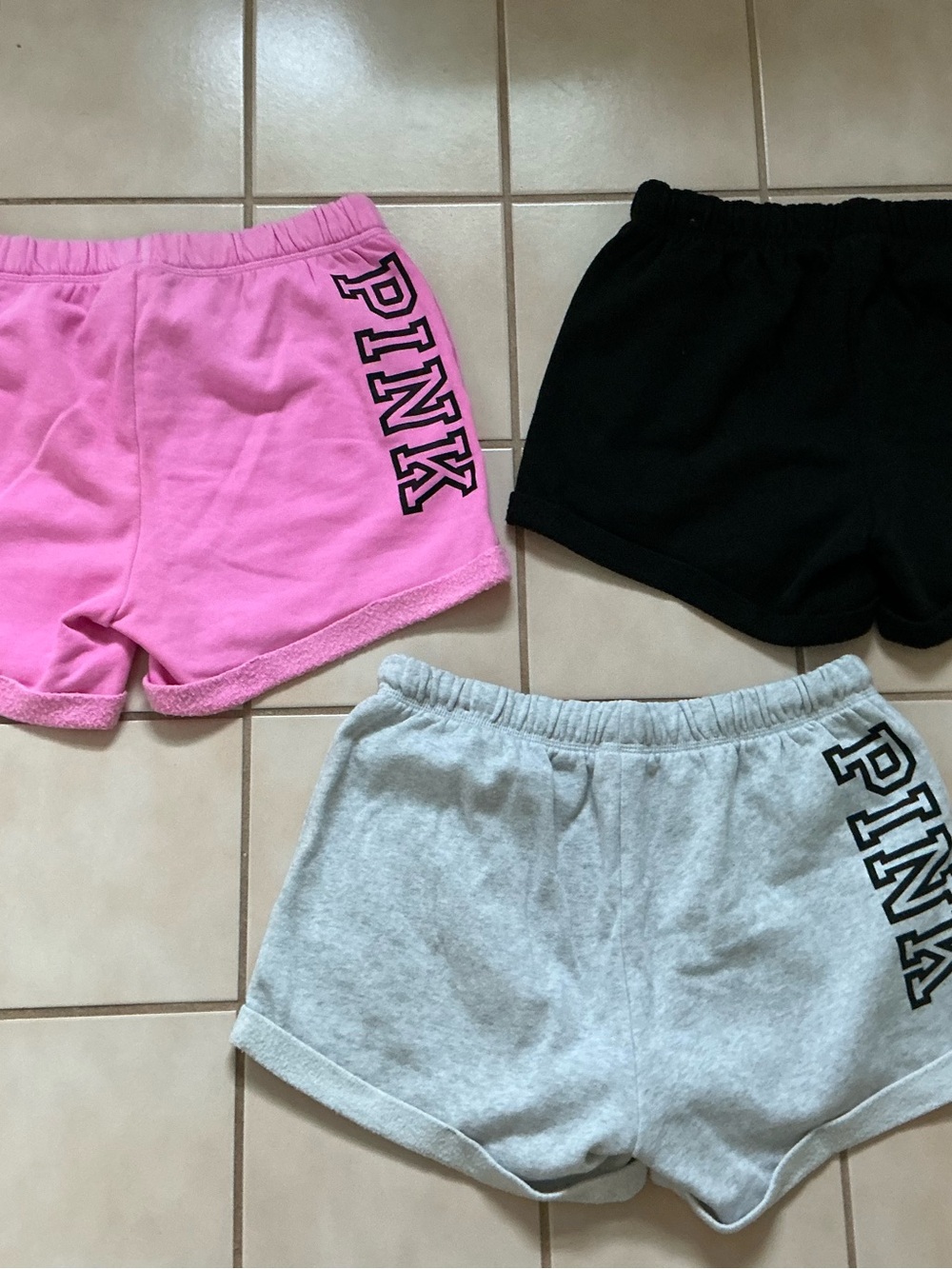 Lot Of 3 Victoria's Secret PINK Boyfriend Shorts Sz Small Gray, Black, Pink - Picture 5 of 8